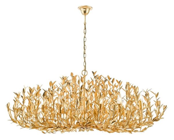 Dar Gold Lighting Silvius 12 Light Oval Ceiling Pendant Light In Gold Leaf Finish