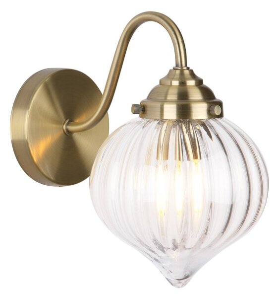 Dar Lighting Mya Wall Light In Antique Brass Finish With Glass Shade