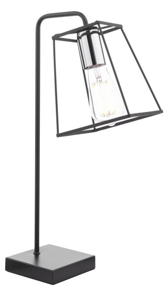 Dar Lighting Tower Table Lamp In Matt Black With Chrome Detail