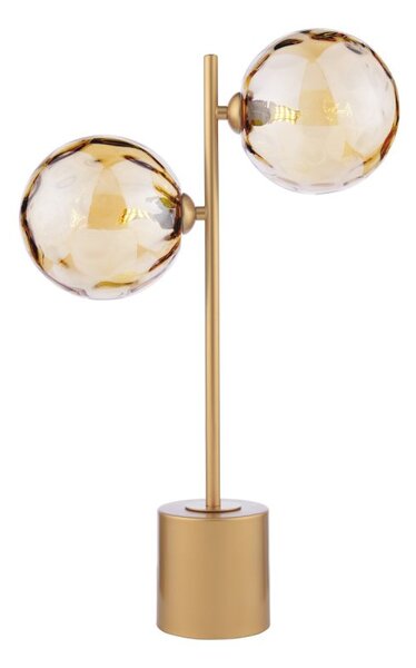 Dar Lighting Spiral 2 Light Table Lamp In Matt Gold Finish With Champagne Dimpled Glass