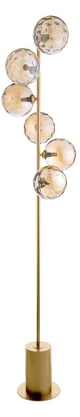 Dar Lighting Spiral 6 Light Floor Lamp In Matt Gold With Champagne Dimpled Glass