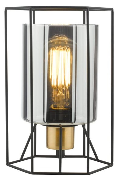 Dar Lighting Tatum Table Lamp In Matt Black Finish With Smoked Glass Shade