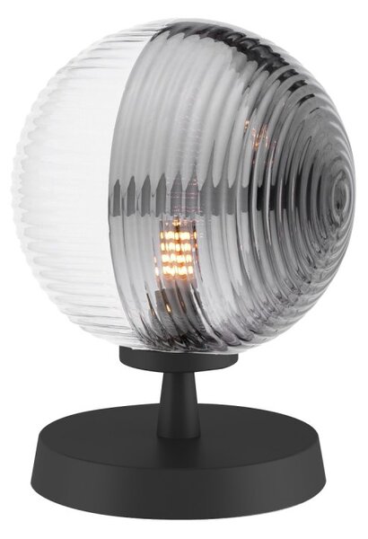 Dar Lighting Esben Table Lamp In Matt Black With Ribbed Glass