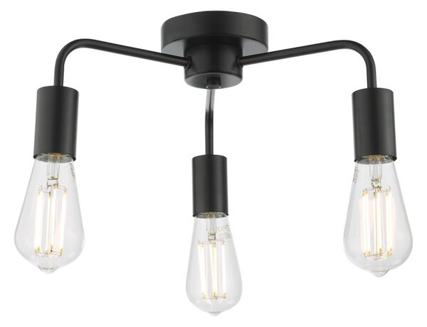 Dar Lighting Dena 3 Light Flush Ceiling Light In Matt Black Finish