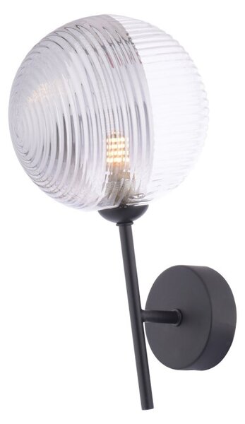 Dar Lighting Cohen Wall Light In Matt Black With Ribbed Glass Shades