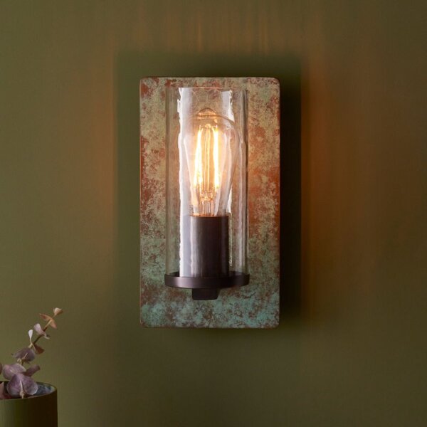 Artisan Wall Light In Verdigris Bronze Finish With Clear Glass