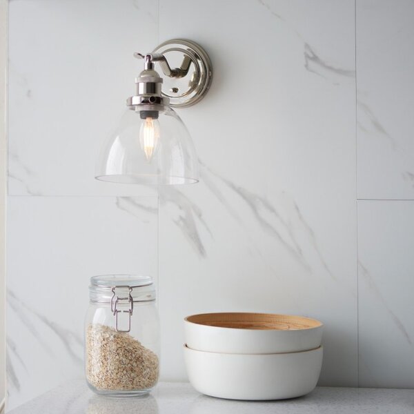 Nostalgia Wall Light In Bright Nickel Finish With Clear Glass Shade