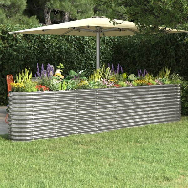 Garden Planter Powder-coated Steel 332x40x68 cm Silver