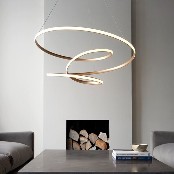 Aurora LED Ceiling Pendant Light In Satin Gold Finish 85 cm