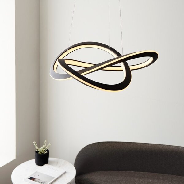 Inez LED Ceiling Pendant Light In Textured Black Finish 68 cm