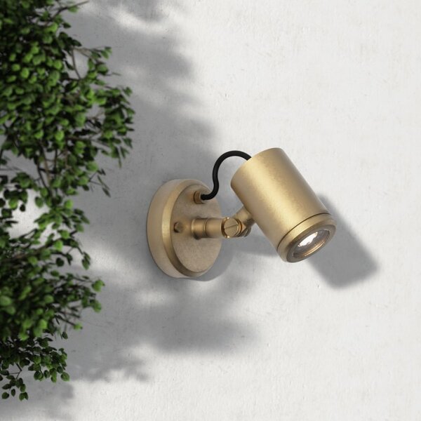 Astro 1375013 Jura Single Outdoor Wall Spotlight In Solid Brass Finish IP65