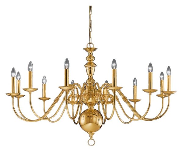Franklite Delft 12 Light Large Polished Brass Chandelier CO41712PB