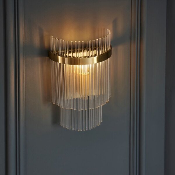 Endon 99168 Marietta Single Wall Light In Antique Brass With Clear Glass