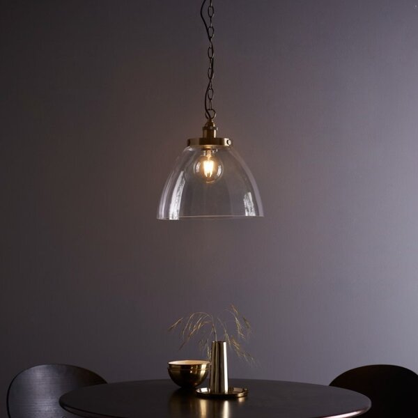 Endon 102926 Hansen Grand Ceiling Pendant Light In Antique Brass With Clear Glass 33cm