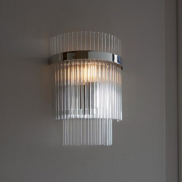 Endon 104114 Marietta Single Wall Light In Bright Nickel With Clear Glass