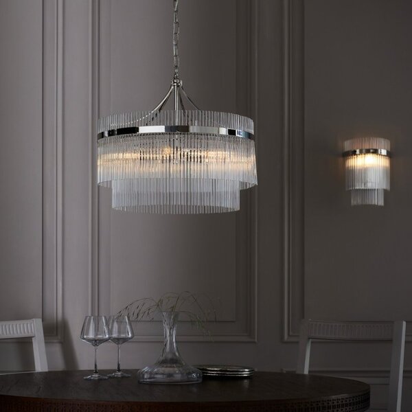 Endon 104112 Marietta 5 Light Ceiling Pendant Light In Bright Nickel With Clear Glass