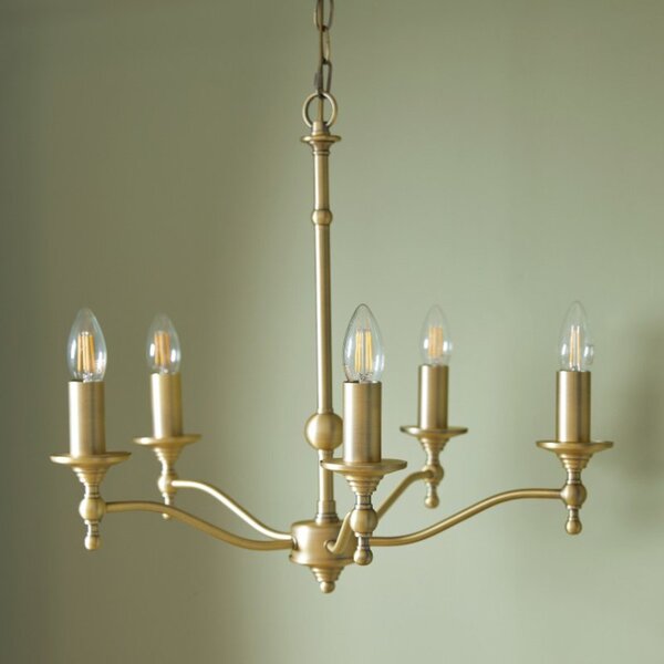 Laura Ashley Ludchurch 5 Light Ceiling Pendant Light In Matt Antique Brass Finish LA3756392-Q