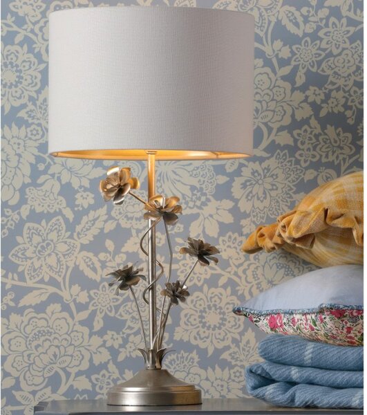 Laura Ashley Lyndale Table Lamp In Distressed Silver Leaf With Shade LA3756319-Q