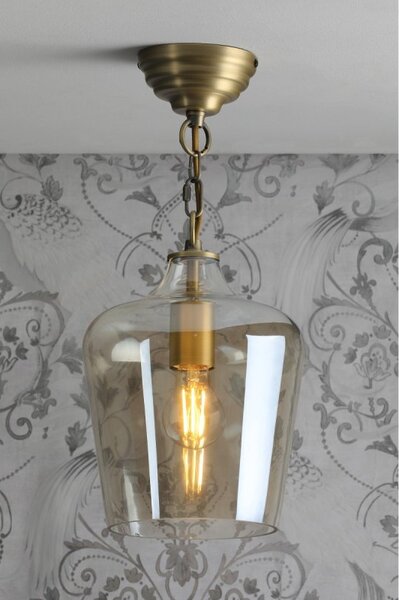Laura Ashley Ockley Bottle Ceiling Pendant Light In Antique Brass With Champagne Glass LA3756317-Q