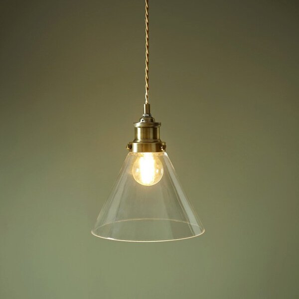 Laura Ashley Isaac Easy Fit Glass Ceiling Pendant In Antique Brass Finish LA3756385-Q