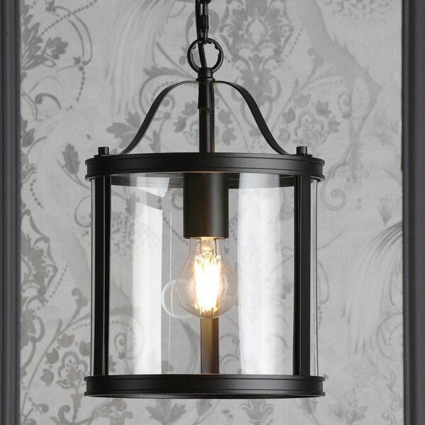 Laura Ashley Harrington Single Ceiling Pendant Lantern In Matt Black Finish LA3756314-Q