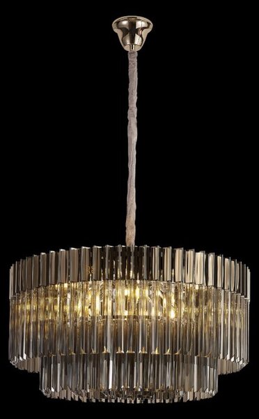 Prestige Metro Round Smoked Ceiling Pendant Light In Polished Nickel Finish 80cm