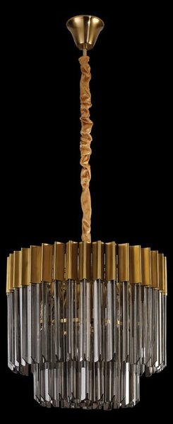 Prestige Metro Medium Ceiling Pendant Light In Bass With Smoke Sculptured Glass 45cm