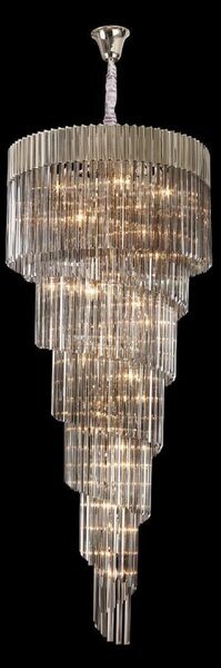 Prestige Metro Grand Spiral Ceiling Pendant Light In Polished Nickel With Smoked Sculptured Glass 90cm