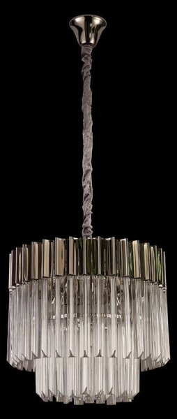 Prestige Metro Medium Ceiling Pendant Light In Polished Nickel With Clear Sculptured Glass 45cm