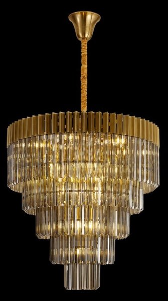 Prestige Metro Large Tiered Ceiling Pendant Light In Brass With Smoked Sculptured Glass 80cm