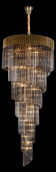 Prestige Metro Grand Spiral Ceiling Pendant Light In Brass With Smoked Sculptured Glass 90cm
