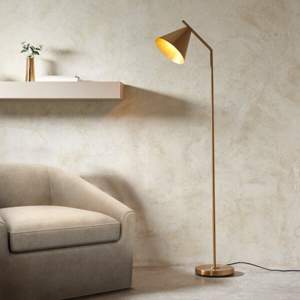 Endon 102369 Cape Task Floor Lamp In Warm Antique Brass Finish