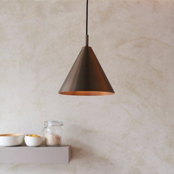 Endon 102892 Cape Single Ceiling Pendant Light In Brushed Antique Bronze Finish