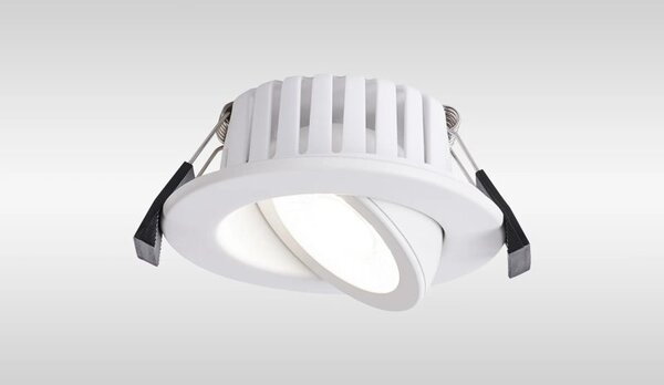 Oslo Dimmable Colour Changing Tilted LED Downlight In White Finish Finish IP65