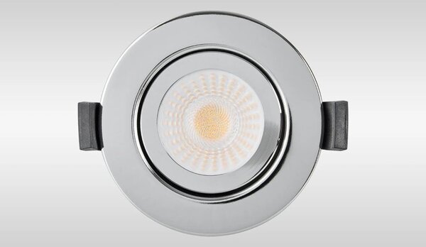 Oslo Dimmable Colour Changing Tilted LED Downlight In Chrome Finish IP65