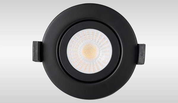 Oslo Dimmable Colour Changing Tilted LED Downlight In Black Finish IP65