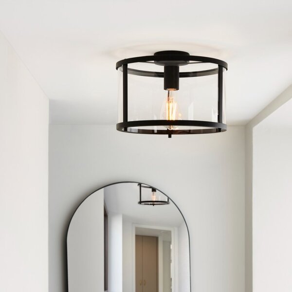 Endon 101540 Hopton Flush Ceiling Light In Matt Black Finish With Clear Glass