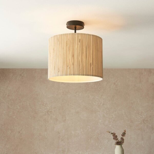 Endon 101695 Longshore Semi Flush Ceiling Light With Seagrass Shade