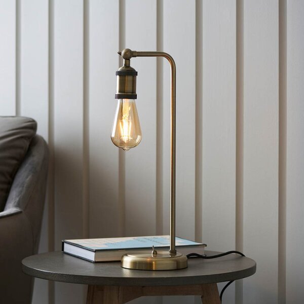 Endon 97246 Hal Table Lamp In Antique Brass Finish