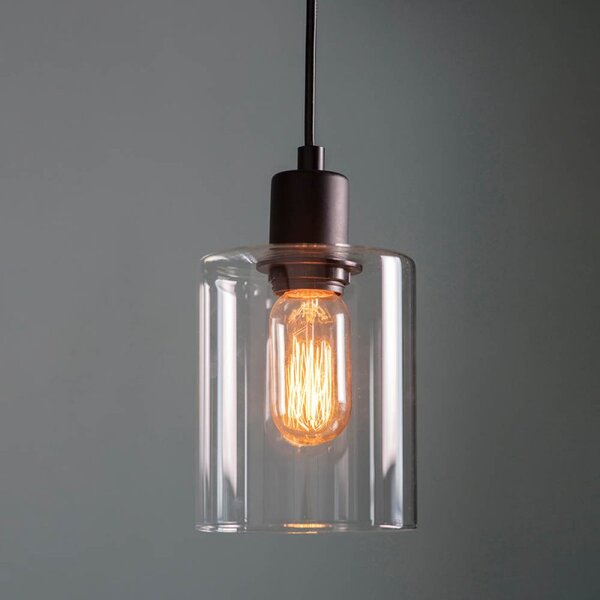 Endon 95457 Toledo Ceiling Pendant Light In Matt Black Finish With Clear Glass