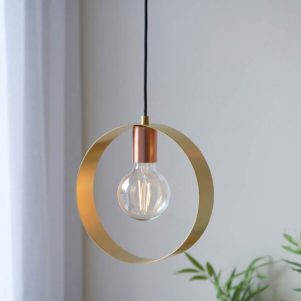 Endon 97664 Hoop Pendant In Brushed Brass, Copper And Nickel Finish