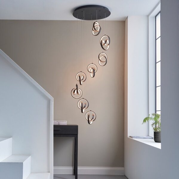Endon 97625 Cosma 8 Light LED Cluster Ceiling Pendant Light In Textured Black Finish