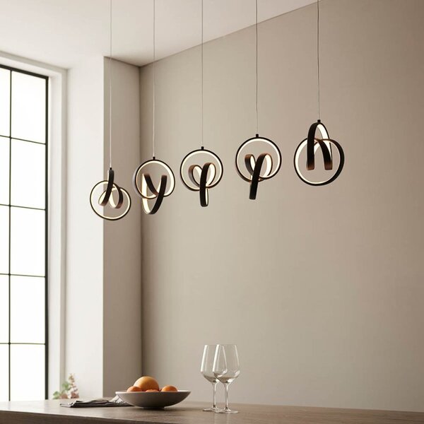 Endon 97624 Cosma 5 Light LED Linear Ceiling Pendant Light In Textured Black Finish