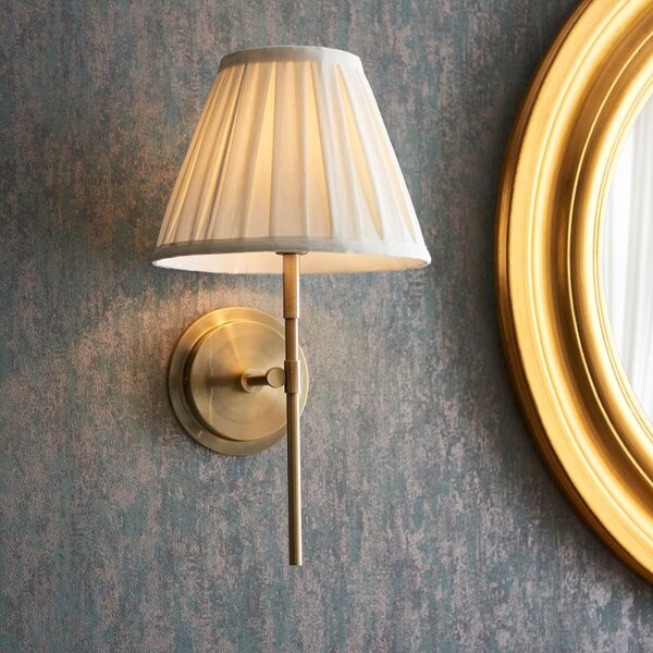 Endon 103346 Rennes Wall Light In Antique Brass Finish With Cream Fabric Shade