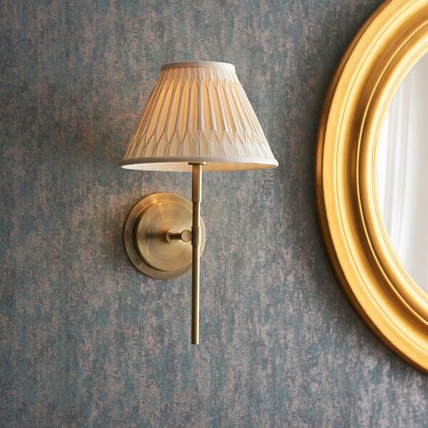 Endon 103354 Rennes Wall Light In Antique Brass Finish With Ivory Silk Shade