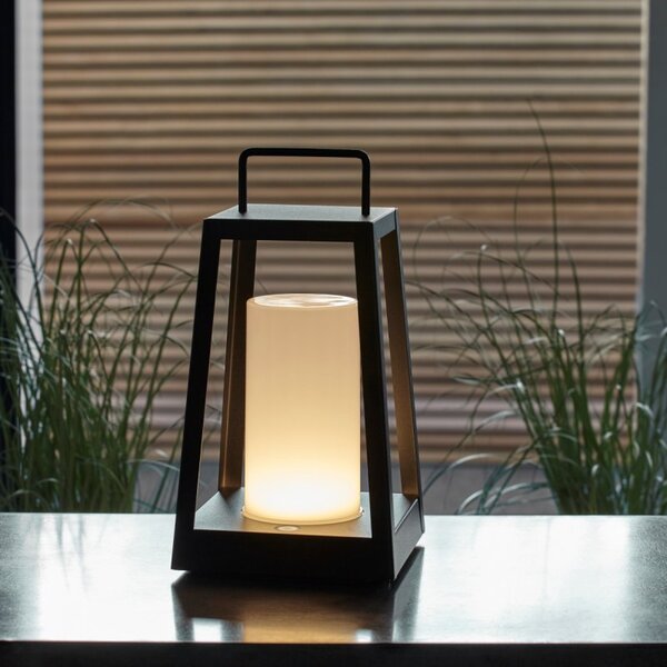 Endon 106800 Tallow Outdoor Rechargeable Table Lantern In Matt Black Finish IP44