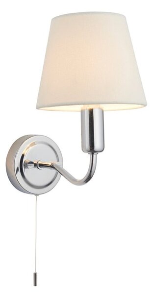 Endon 93851 Conway Bathroom Wall Light In Chrome Finish With Ivory Fabric Shade IP44