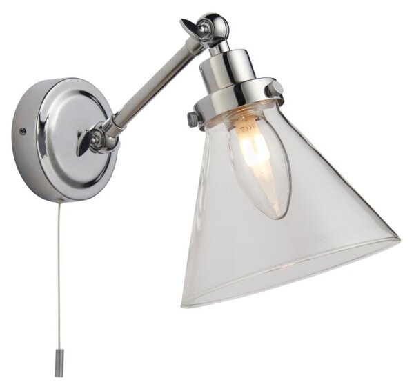 Endon 93853 Faraday Bathroom Wall Light In Chrome Finish With Clear Glass IP44