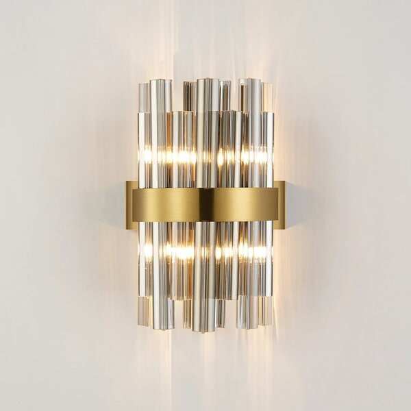Hampton 4 Light Wall Light In Brass Finish With Smoked Glass