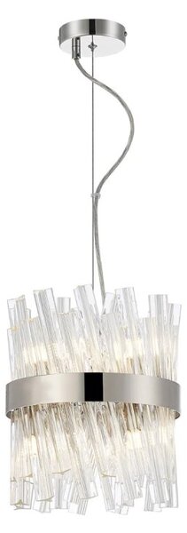 Hampton 6 Light Round Ceiling Pendant Light In Polished Nickel Finish With Clear Glass 25cm